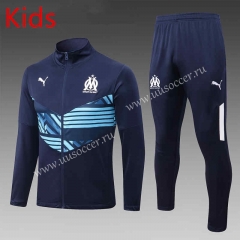 2022-23 Olympique de Marseille Royal Blue LS Kids/Youth Soccer Jacket Uniform-815