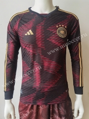 Player version 2022-23  Germany Away Red&black Thailand LS Soccer Jersey AAA