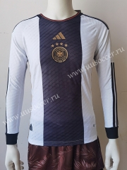 Player version 2022-23  Germany Home White&black Thailand LS Soccer Jersey AAA