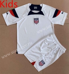 2022-23 USA  Home White Kids/Youth Soccer Uniform-AY