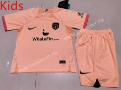 2022-23  Atlético Madrid 2nd Away Pink  kids  Soccer Uniform-5526