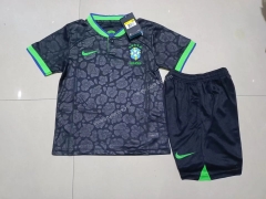 2022-23 Correct Version  Brazil Black kids  Soccer Uniform-507