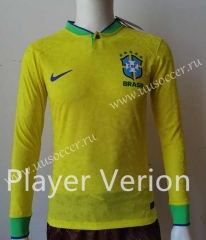 Player version 2022-23 Brazil Home Yellow   LS Thailand Soccer Jersey AAA-807
