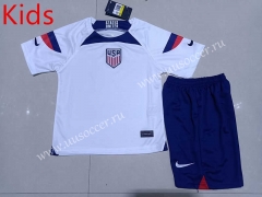 2022-23 USA  Home White Kids/Youth Soccer Uniform-507