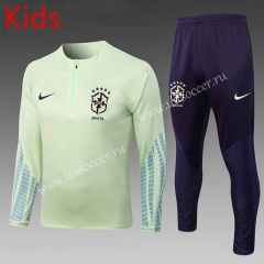2022-23   Brazil Green Thailand kids Tracksuit Uniform-815