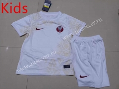 2022-23 Qatar Away White kids Soccer Uniform-507
