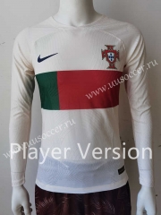 Player Version 2022-23 Portugal Away White LS Thailand Soccer Jersey AAA-807
