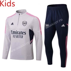 2022-23  Arsenal Grey  Kids/Youth Soccer Tracksuit-411