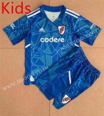 2022-23 River Plate Goalkeeper Blue kids Soccer Uniform-AY