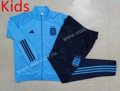 2022-23 Argentina Light Blue  Kids/Youth Soccer Jacket-815