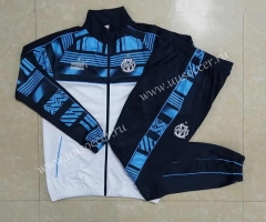 2022-23 Olympique de Marseille White&Blue LS Kids/Youth Soccer Jacket Uniform-815