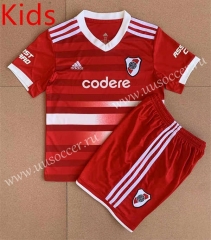 2022-23 River Plate Away Red  kids Soccer Uniform-AY