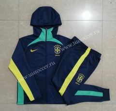 2022-23 Brazil Royal Blue Soccer Jacket Uniform With Hat-815