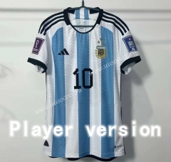 3 Stars 10  messi  Player Version  2022-23 Argentina Home  Blue&White Thailand Soccer Jersey AAA