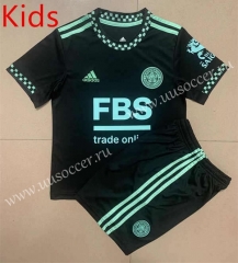 2022-23 Leicester City Away Black  Youth/Kids Soccer Uniform-AY