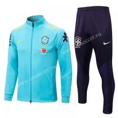 2022-23 Brazil Light Blue Soccer Jacket Uniform-815