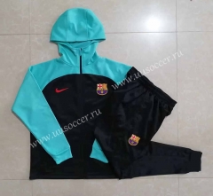 2022-23 Barcelona Emerald Blue Soccer Jacket Uniform With Hat-815