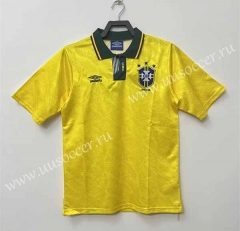 91-93 Brazil Home Yellow Thailand Soccer Jersey AAA-811