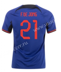 #21 DE JONG（s-4xl）2022-23  World Cup Netherlands Away Royal Blue Thailand Soccer Jersey AAA-818