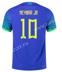 #10 NEYMAR JR（s-4xl）2022-23  World Cup Brazil Away Blue Thailand Soccer Jersey AAA
