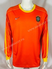 1998  Brazil Goalkeeper Orange LS Thailand Soccer Jersey AAA-503