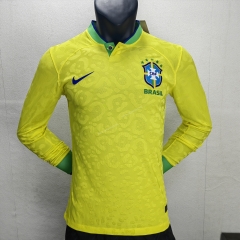 Player version 2022-23 Brazil Home Yellow   LS Thailand Soccer Jersey AAA-888