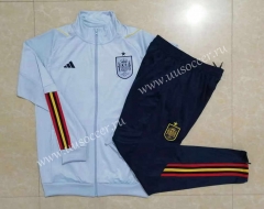 2022-23 Spain LIght Blue  Thailand Soccer Jacket Uniform-815