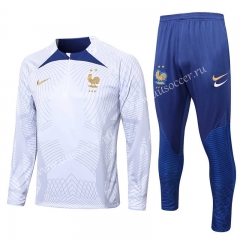 2022-23 France White Thailand Soccer Tracksuit Uniform-815