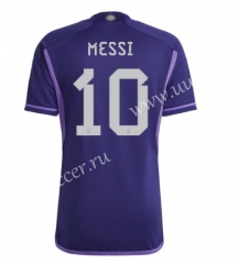 #10 messi（s-4xl）2022-23 World Cup  Argentina  Away Purple Thailand Soccer Jersey AAA-403