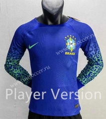 Player version 2022-23 Brazil Away Blue   LS Thailand Soccer Jersey AAA-2016