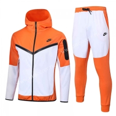 2022-23  Nike White&Orange  Soccer Jacket UniformWith Hat -815