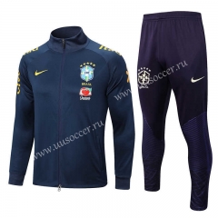 2022-23 Brazil Royal Blue Soccer Jacket Uniform-815