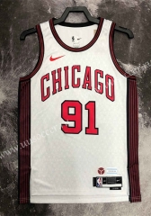2023 City Version  NBA Chicago Bull White #91  Jersey-311