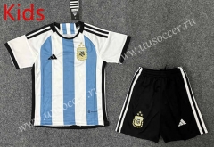 3stars 2022-23  Argentina Home Blue& White Kids/Youth Soccer Uniform