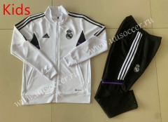 2022-23 Real Madrid White Kids/Youth Soccer Jacket Uniform-GDP
