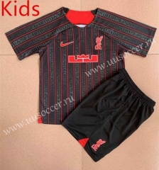 2023-24  joint name of james Liverpool Black&Red Thailand kids Soccer Uniform-AY