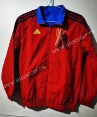 (two sides)22-23 Spain Blue&Red Thailand Soccer Windbreaker With Hat-GDP