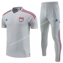 2023-24 Olympique Lyonnais Light Gray Thailand Polo Uniform-4627