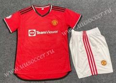 2023-24 Manchester United Home Red   Soccer Uniform