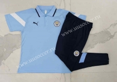 2022-23  Manchester City  Blue Thailand Polo Uniform-815