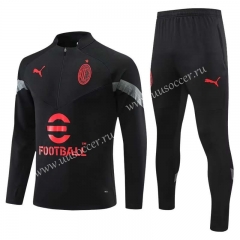 2022-23 AC Milan Black Soccer Tracksuit Uniform-411