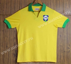 1958 world cup Brazil Home Yellow Thailand Soccer Jersey AAA-SL