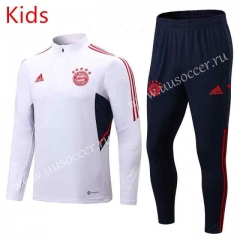 2022-23 Bayern München  White Kids/Youth Soccer Tracksuit-411