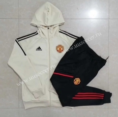 2023-24 Manchester United Light Yellow Thailand Soccer Jacket Uniform With Hat-815