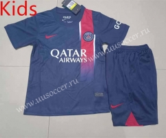 2023-24  Paris SG Home Blue kids Soccer Uniform-507