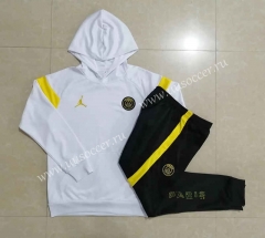 2023-24 PSG White Thailand Soccer Tracksuit Uniform With Hat-815