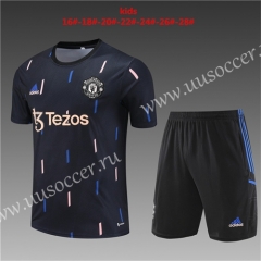2023-24  Manchester United Black Youth/Kids Training Soccer Uniform