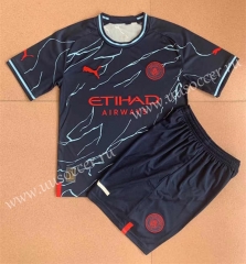 2023-24 concept version Manchester City  Black& Blue Soccer Uniform-AY