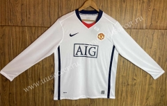 07-08 edition Manchester United White&Black Thailand LS Soccer Jeesey AAA-SL
