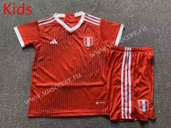 2023-24 Peru Away Red kids  Soccer Uniform-7809